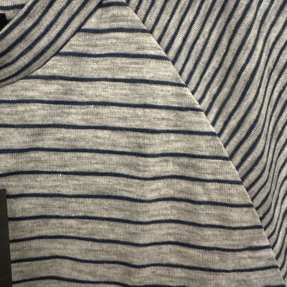 Lands' End Black and Gray Striped Short Sleeve Tee - Picture 2 of 4